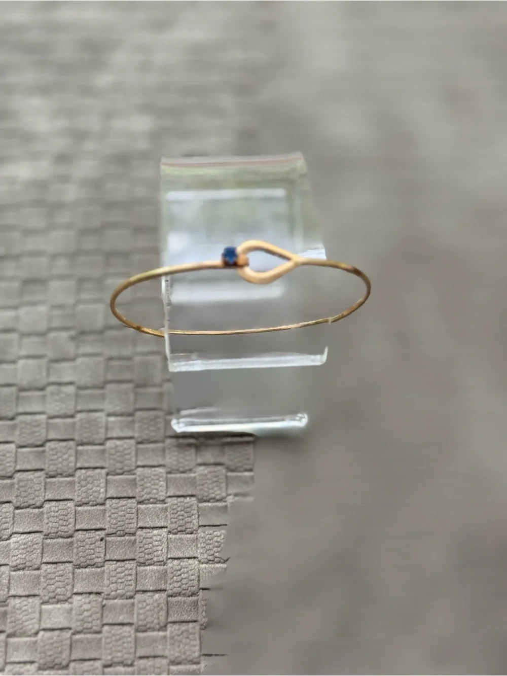 Avon Vintage Delicate Gold plated Bypass Bangle with Blue Stone